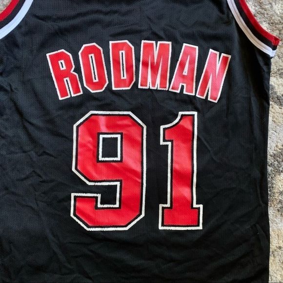 VTG Authentic Dennis Rodman Black Champion 91 40 - Picture 5 of 9